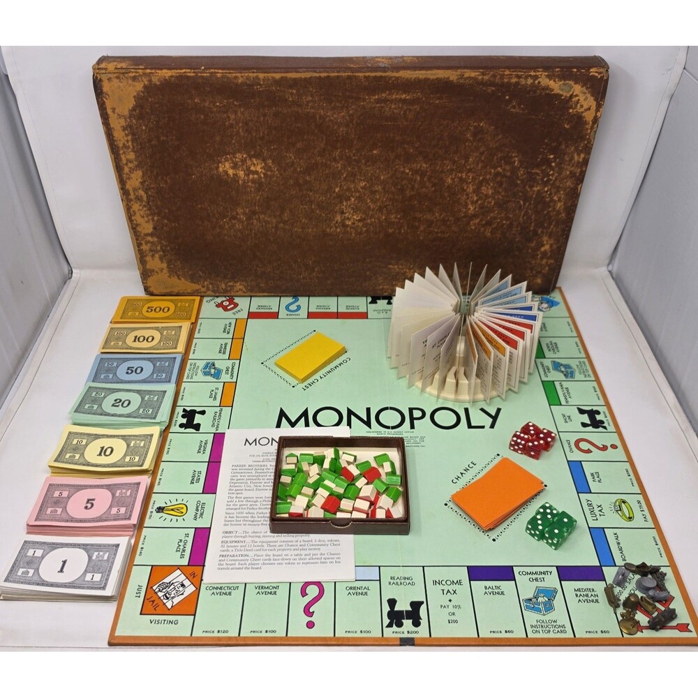 VINTAGE Monopoly Board Game 1974 Faux Leather Storage Case Special Edition